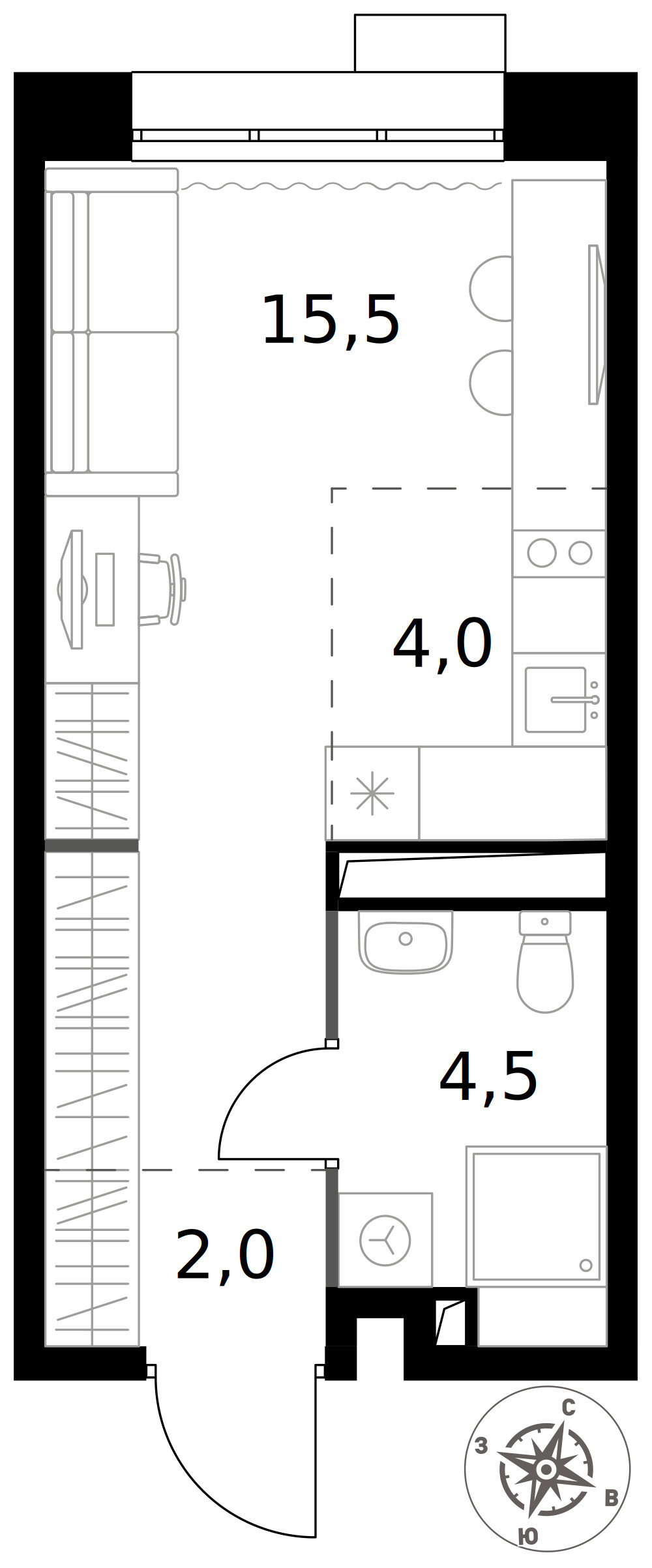 1-й Саларьевский — Студия · 26,0 м²