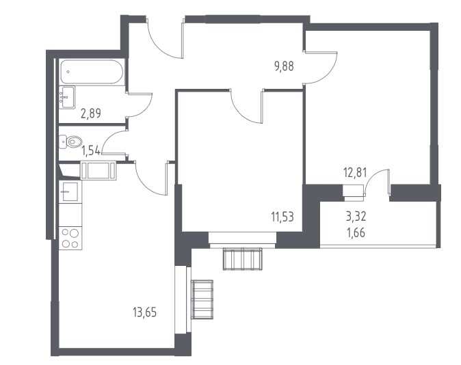 Алхимово — 2-комнатная · 54,0 м²