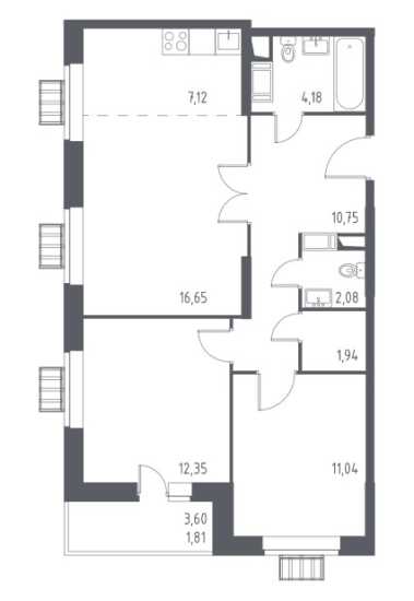 Алхимово — 3-комнатная · 67,9 м²