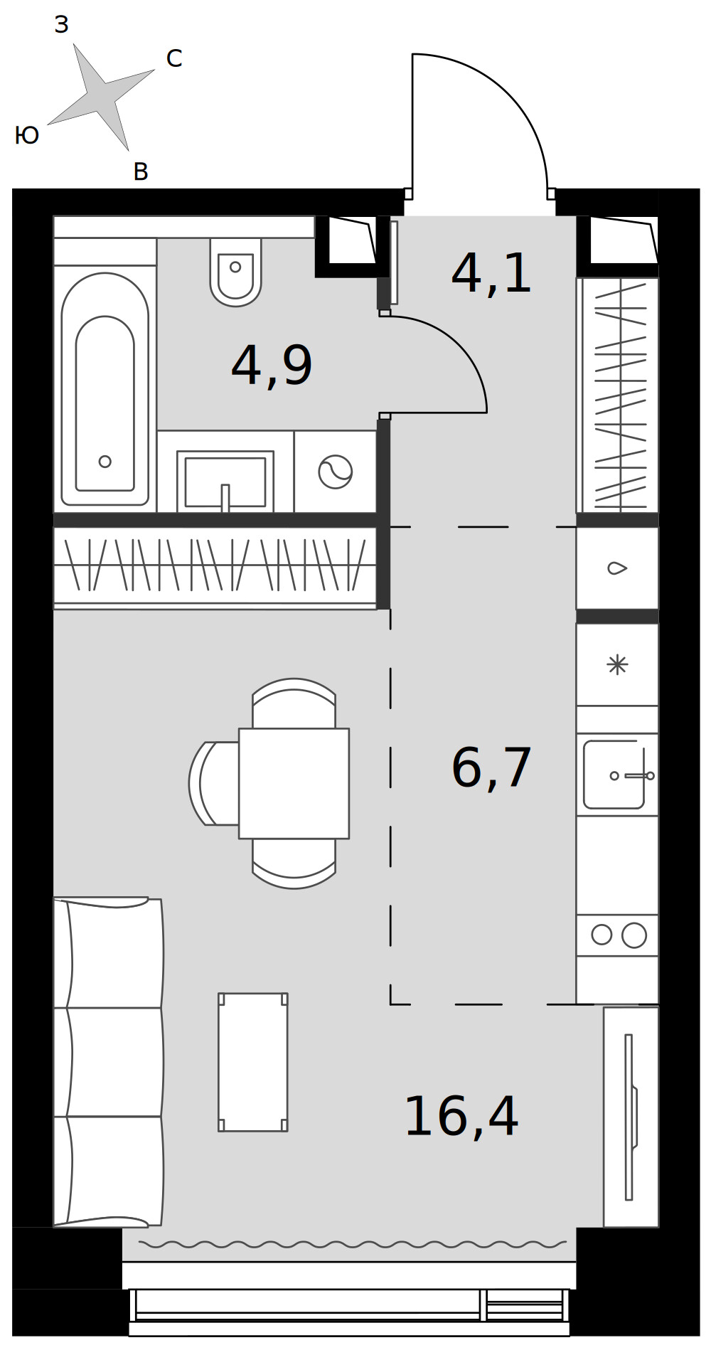 Amber City — Студия · 32,1 м²