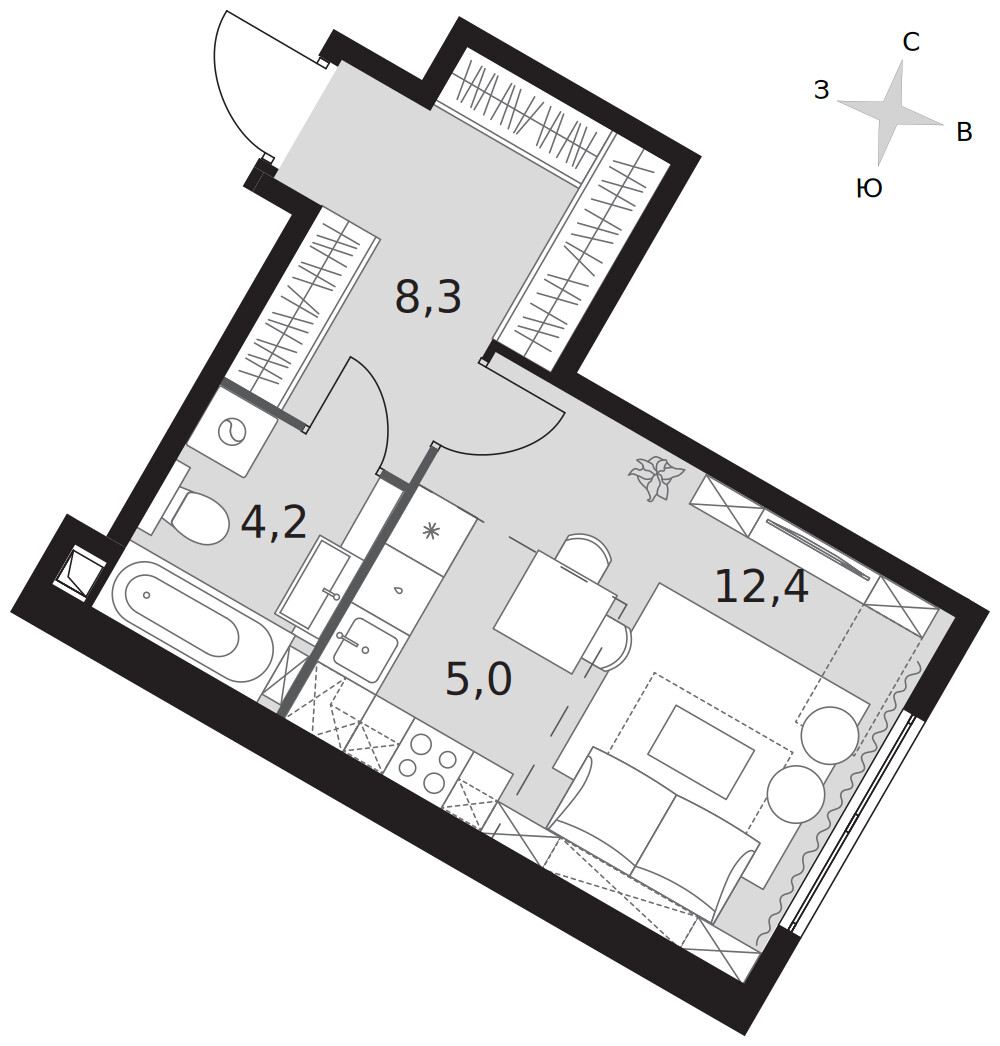 Архитектор — Студия · 29,9 м²