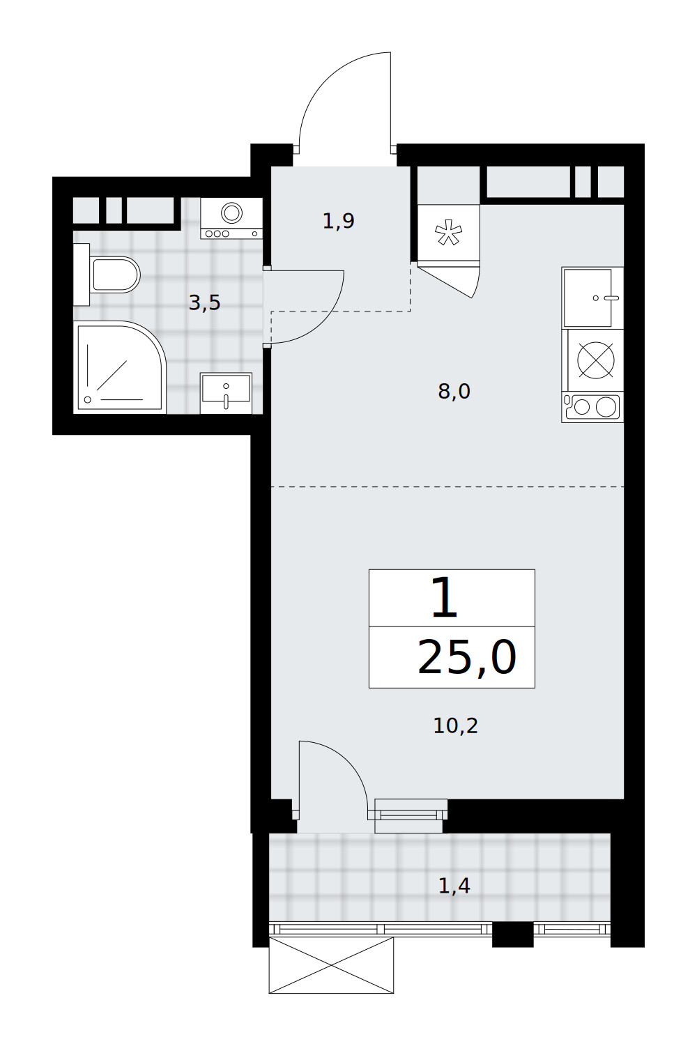 Бунинские кварталы — Студия · 25,0 м²