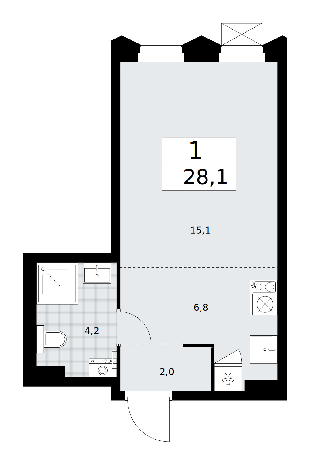 Десна-Речье — 1-комнатная · 28,1 м²