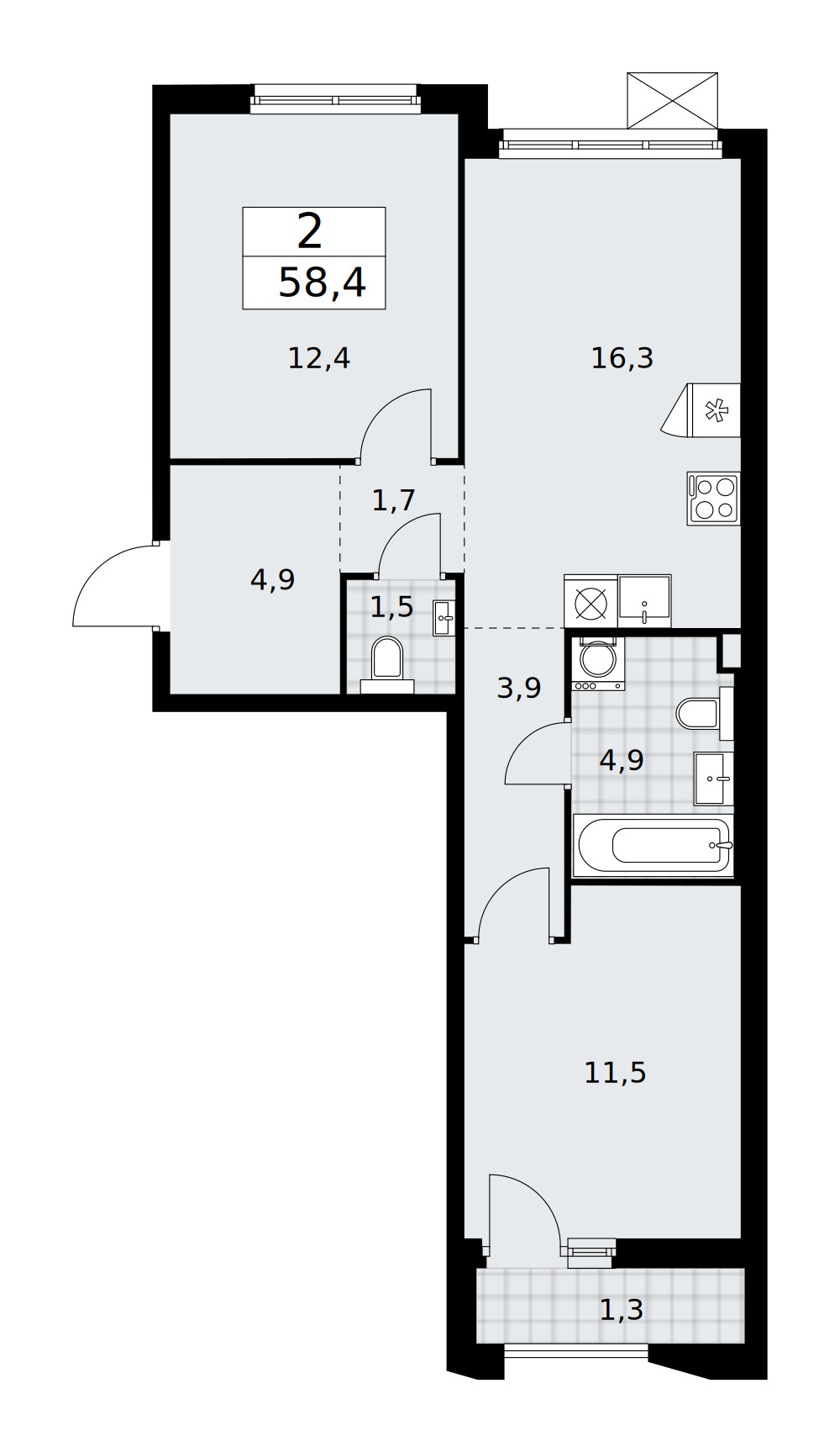 Десна-Речье — Евродвушка · 58,4 м²