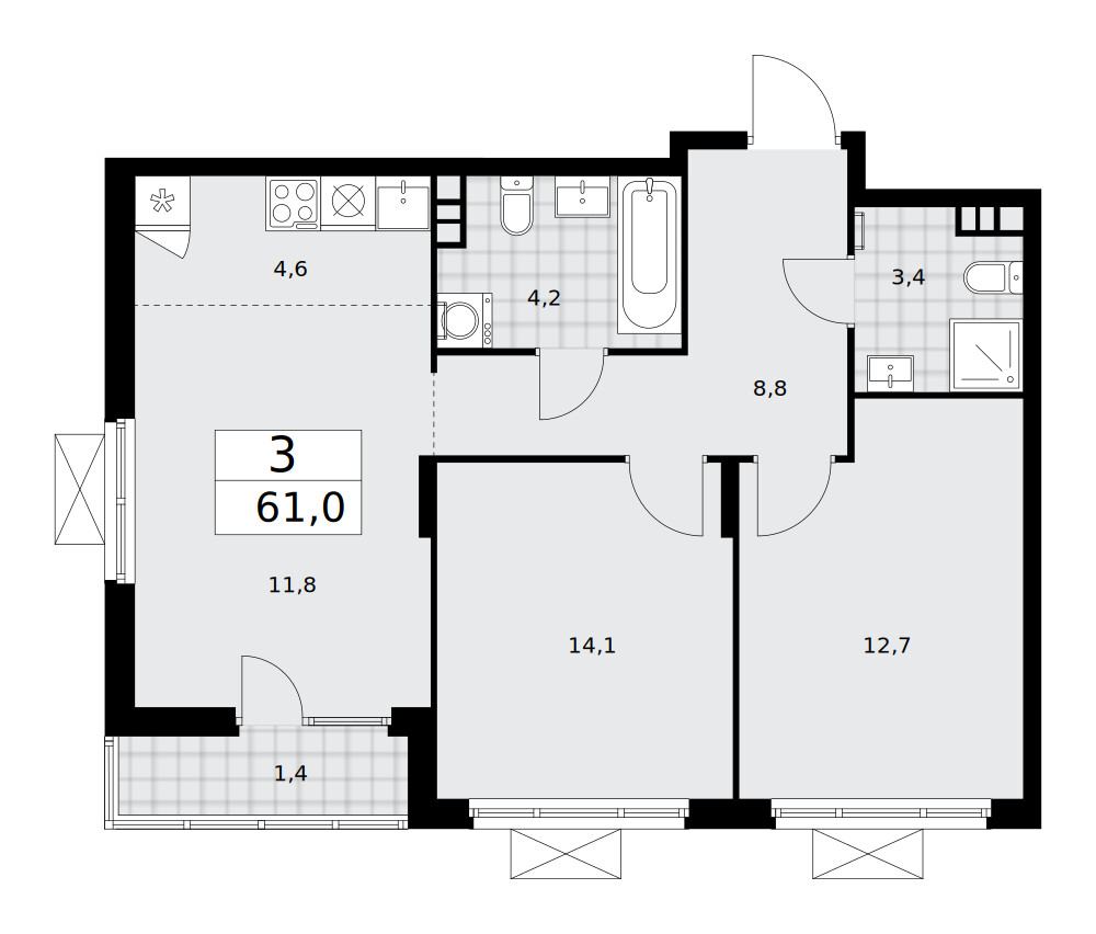 Десна-Речье — Евротрёшка · 61,0 м²
