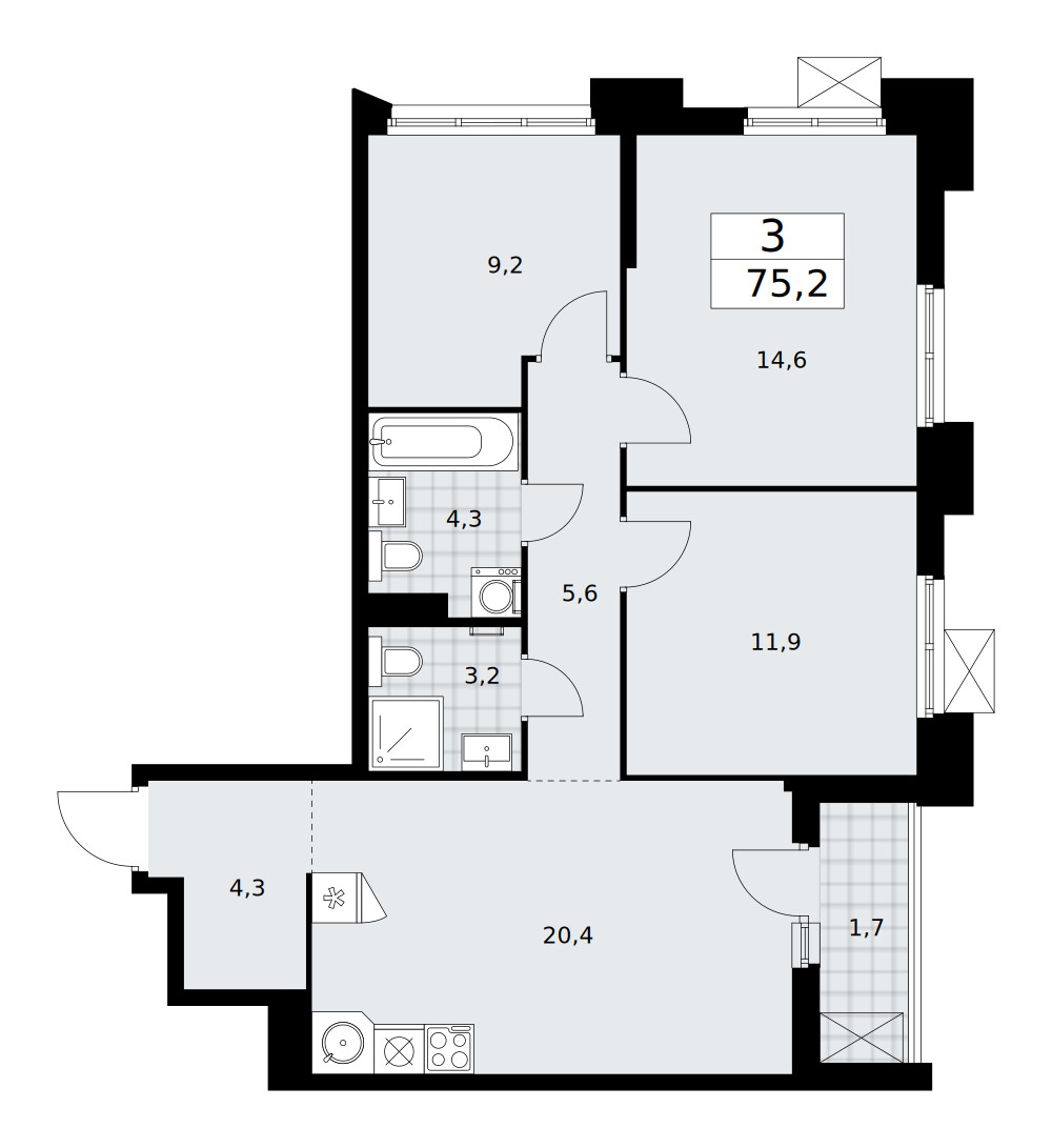 Десна-Речье — Евротрёшка · 75,2 м²