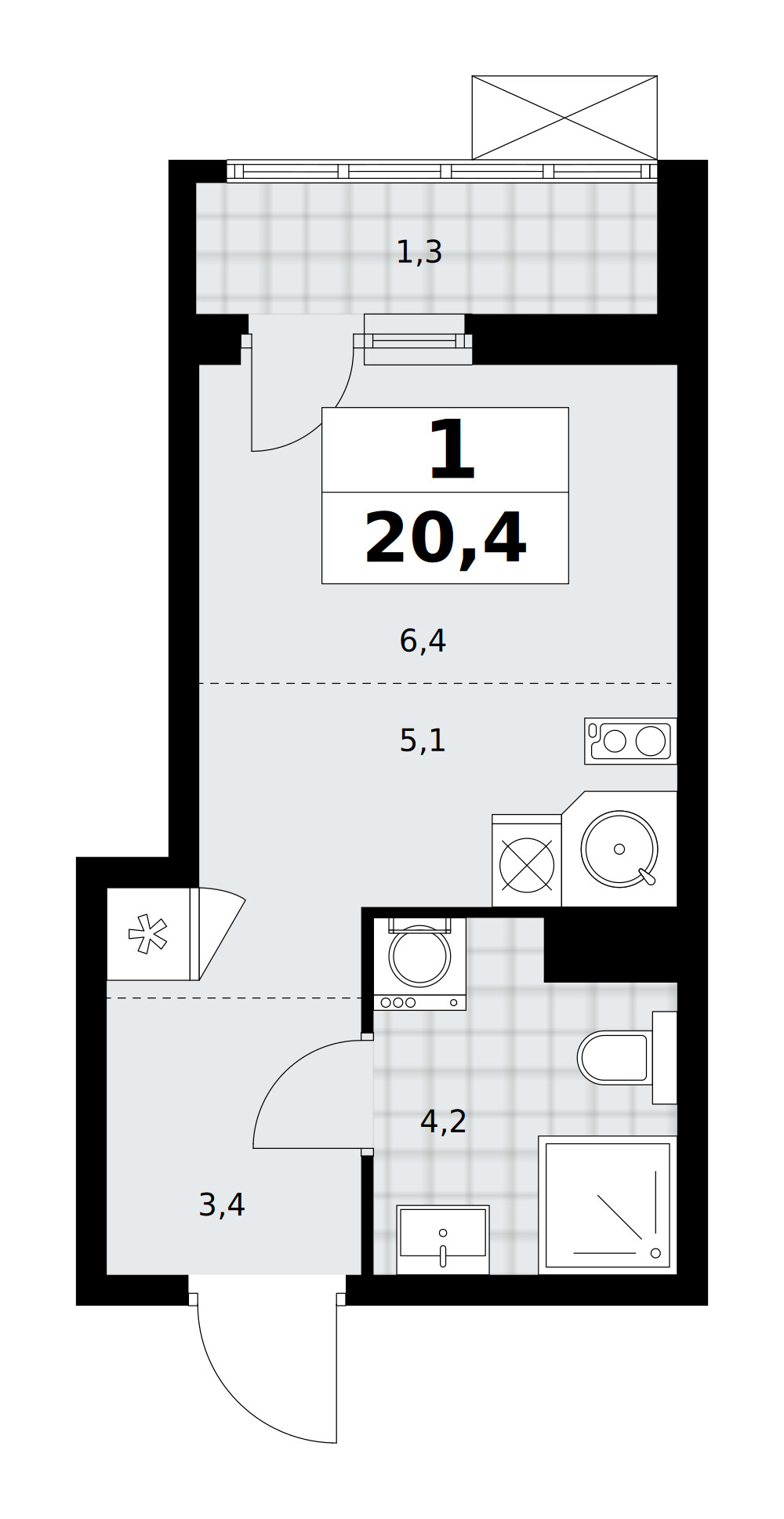 Дзен-кварталы — Студия · 20,4 м²