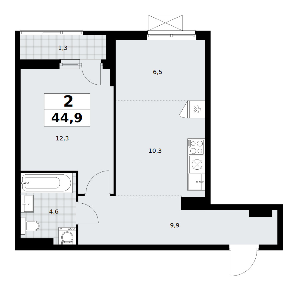 Дзен-кварталы — Евродвушка · 44,9 м²