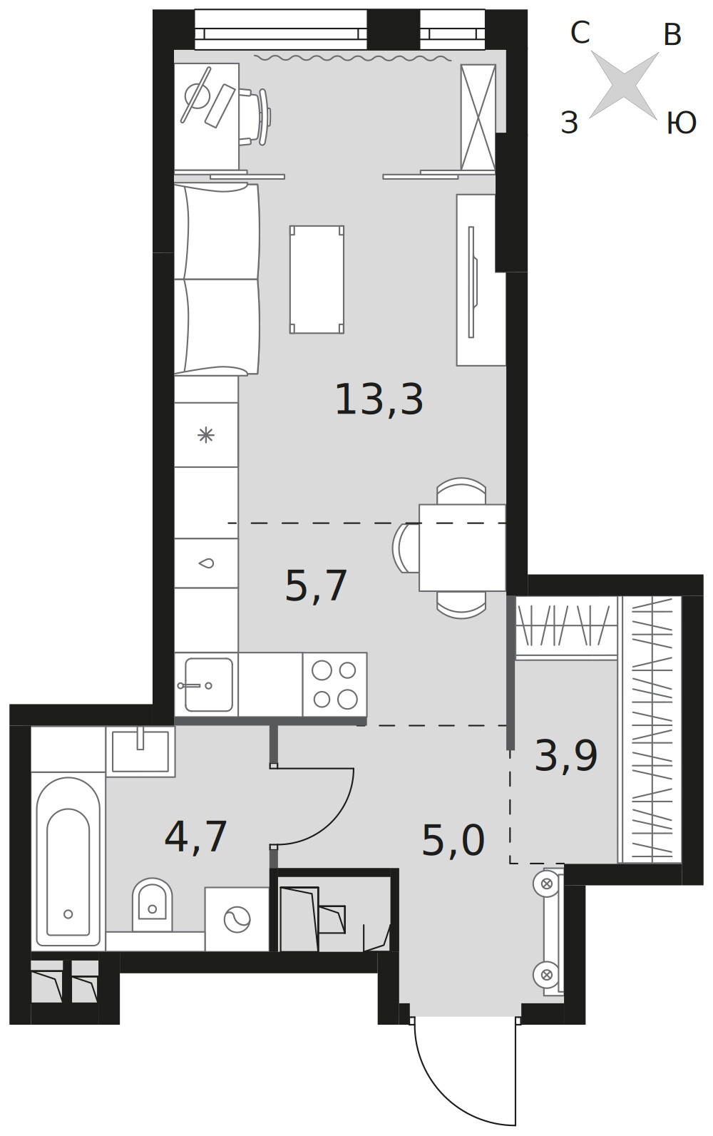 Роттердам — Студия · 32,6 м²