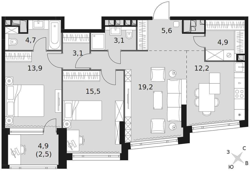 Роттердам — 3-комнатная · 84,7 м²