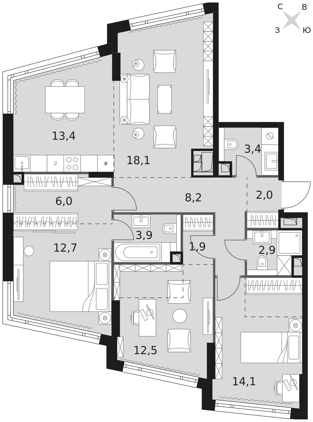 Роттердам — 4-комнатная · 99,1 м²
