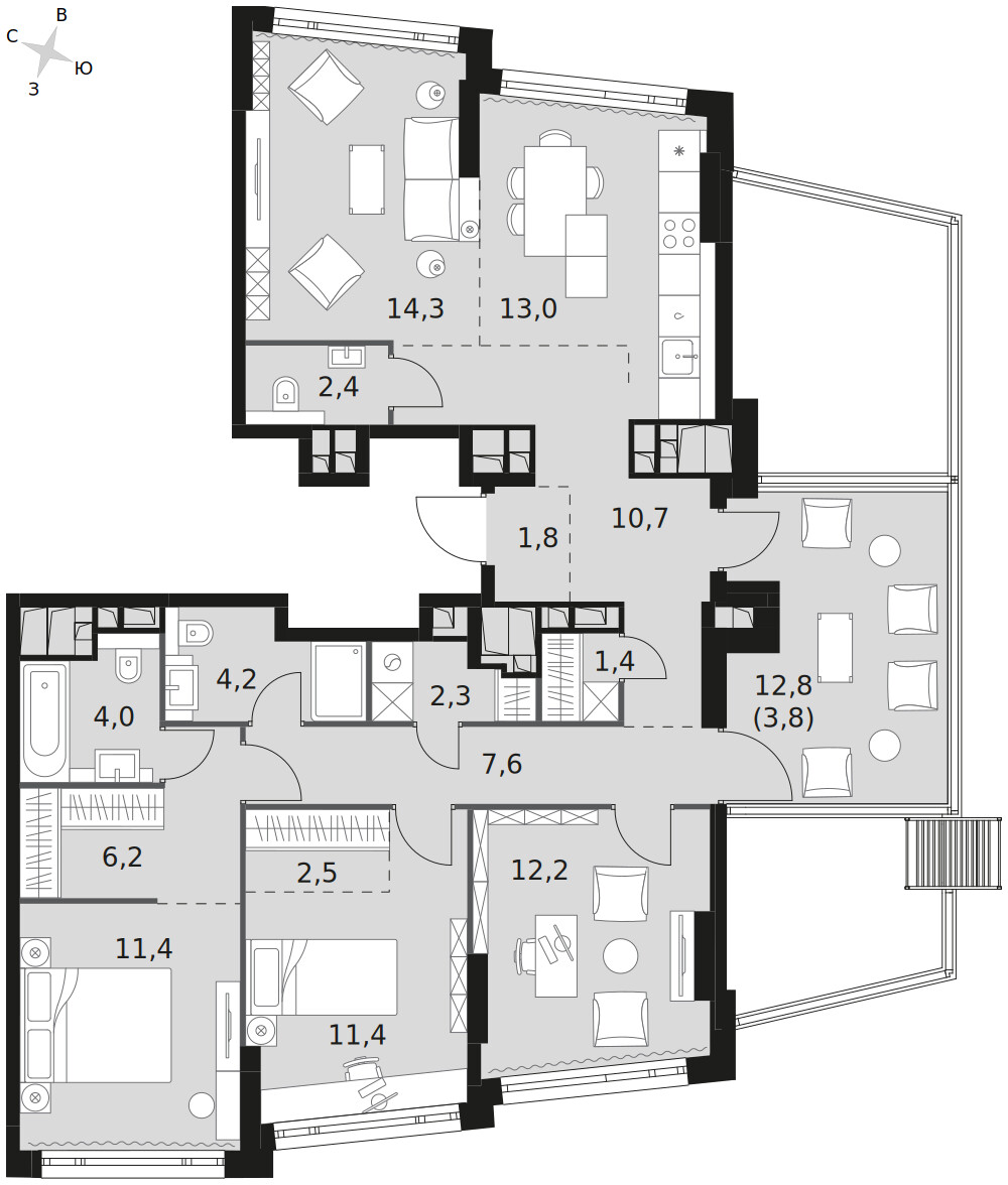 Роттердам — 4-комнатная · 109,2 м²
