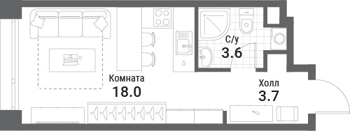 Nagatino i-Land — Студия · 25,3 м²