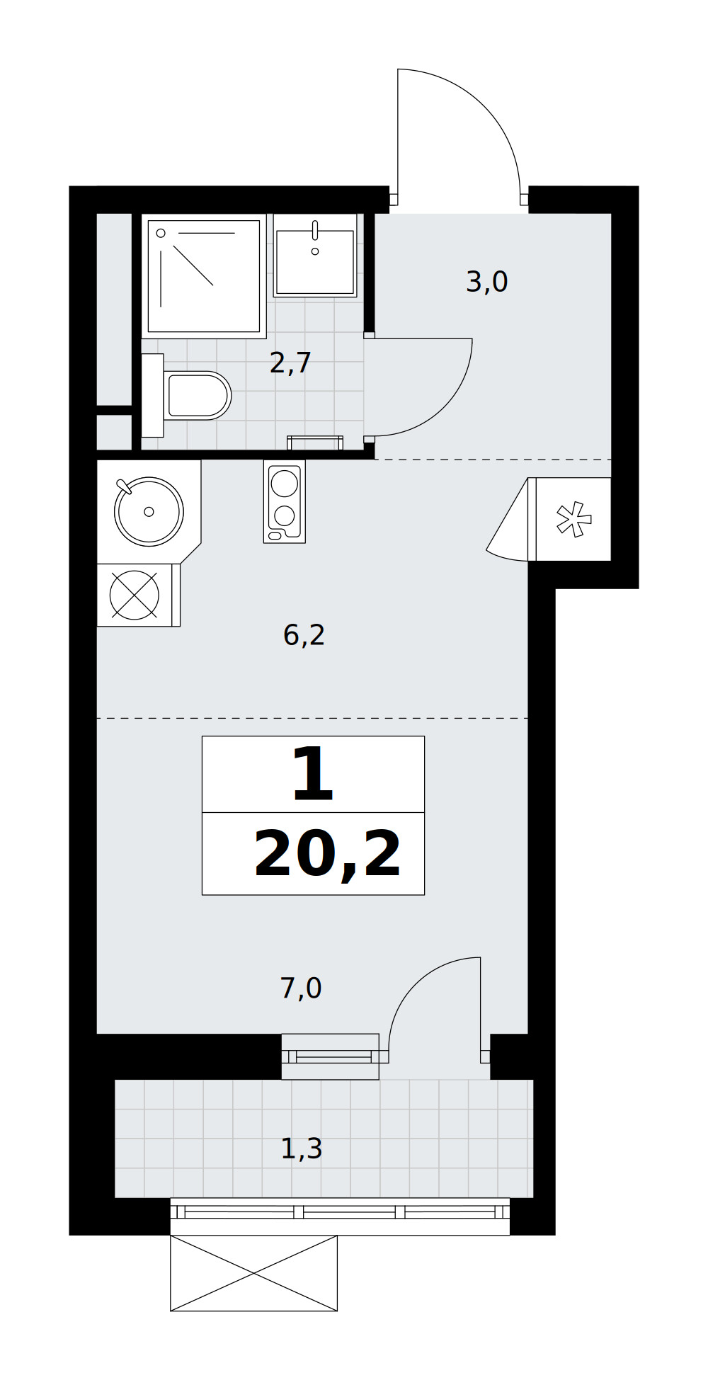 Родные кварталы — Студия · 20,2 м²
