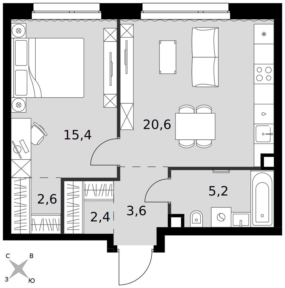 Симоновский Вал — 2-комнатная · 49,8 м²