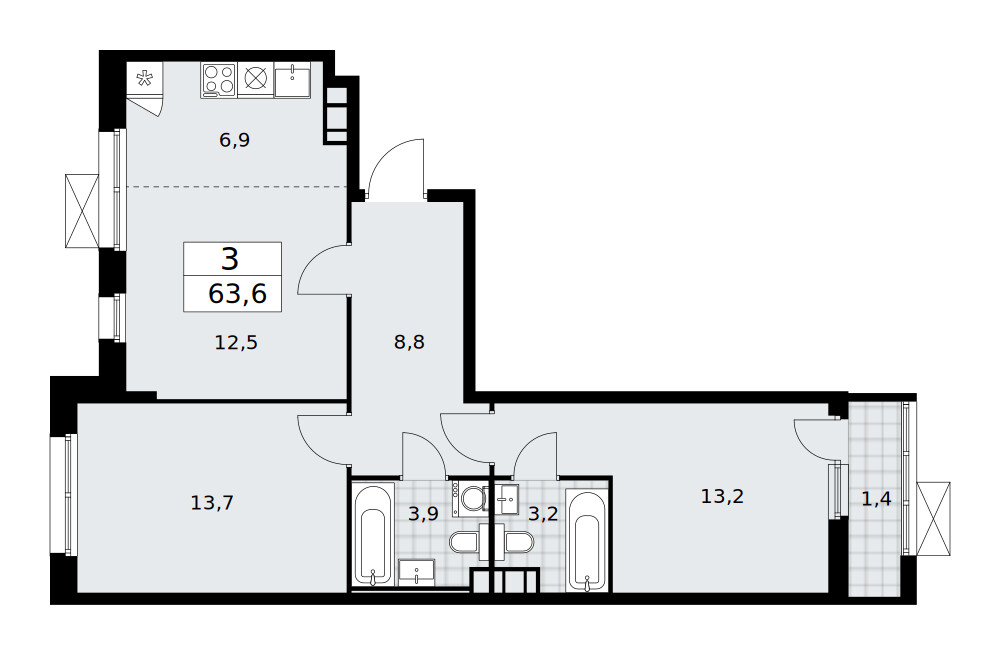 Скандинавия — Евротрёшка · 63,6 м²