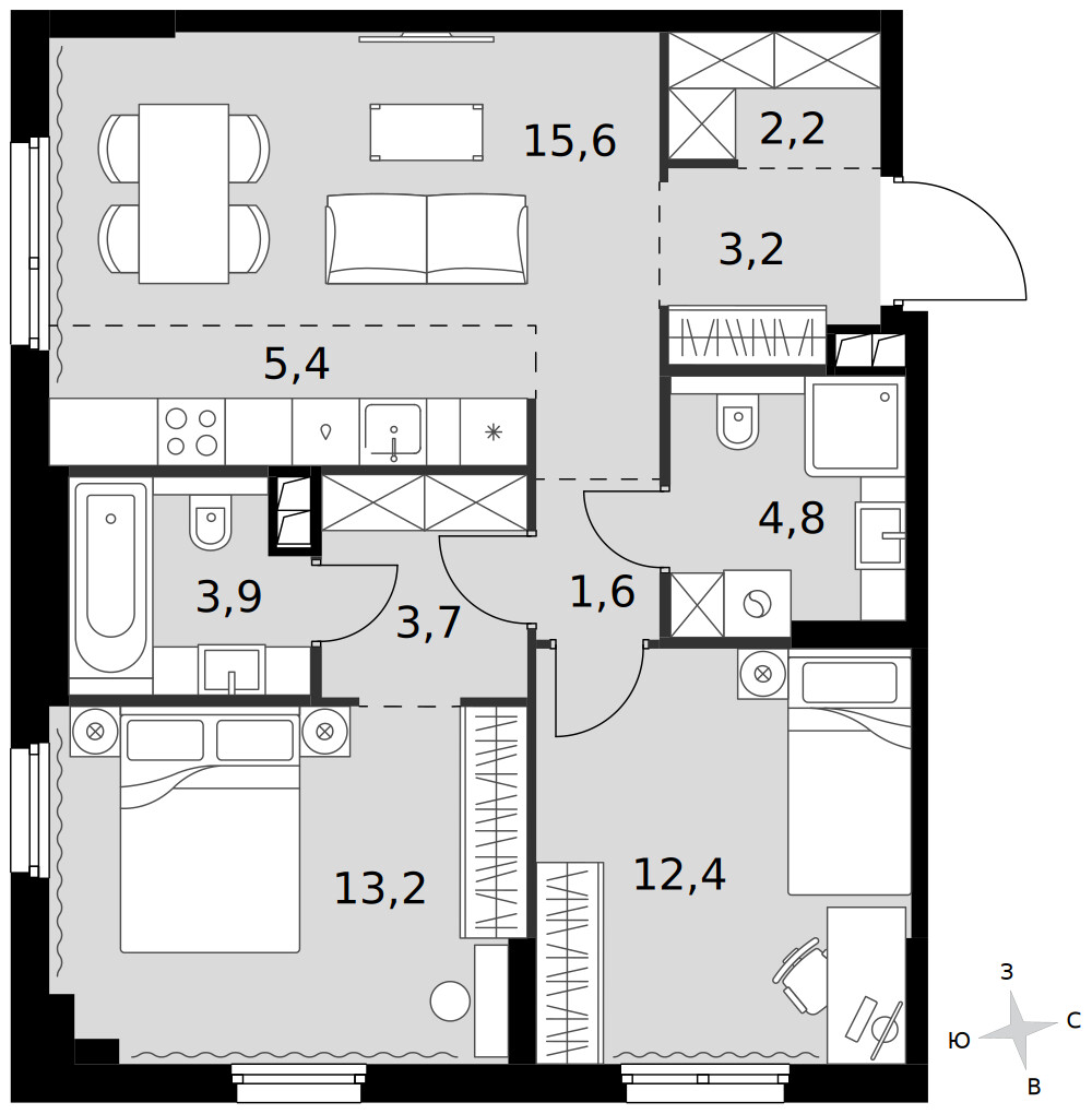 Sydney City — 3-комнатная · 66,0 м²
