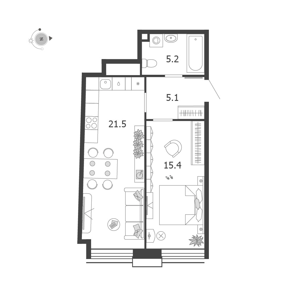 Voxhall — 1-комнатная · 47,0 м²
