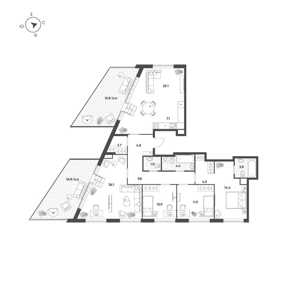 Voxhall — 5-комнатная · 138,5 м²